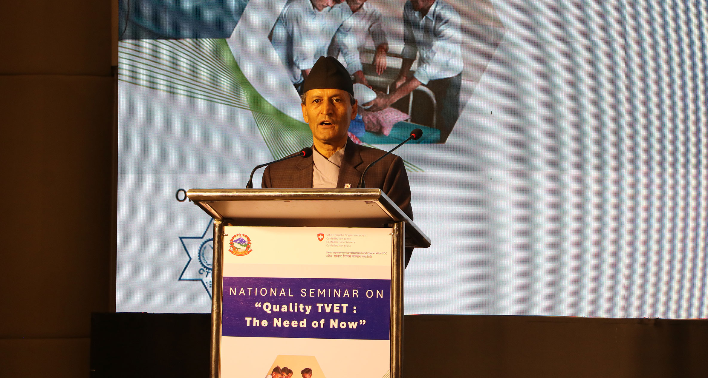 Member Secretary, Er. Mahesh Bhattarai address the National Seminar on "Quality TVET: The Need of Now"